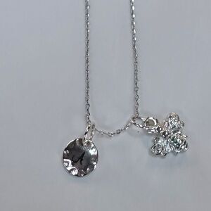 Bee and letter A charm necklace - silver
